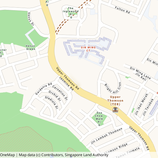 Thomson Reserve location map showing surrounding area