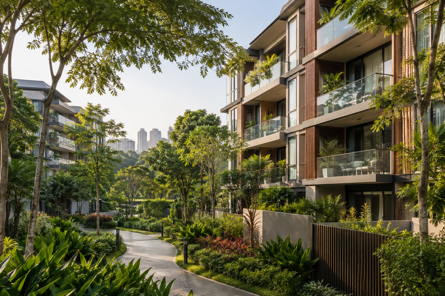 Editorial image of a contemporary low-rise condominium in a green Singapore neighbourhood for an Amberwood at Holland buyer comparison guide