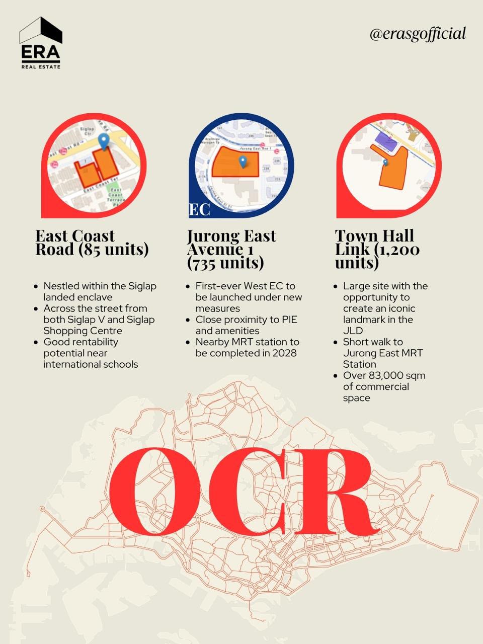 East Coast Road, Jurong East Avenue 1 EC and Town Hall Link GLS sites