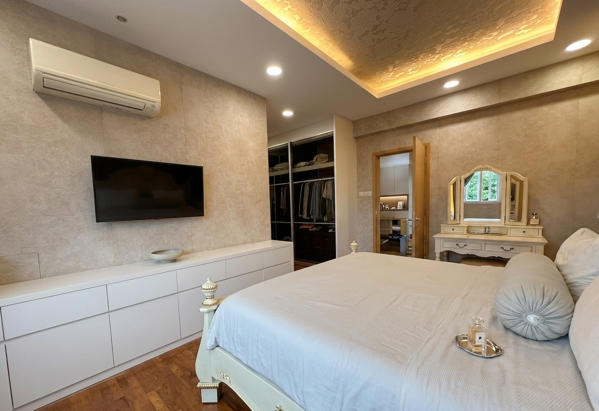 Master bedroom of Seletar Hills terrace house