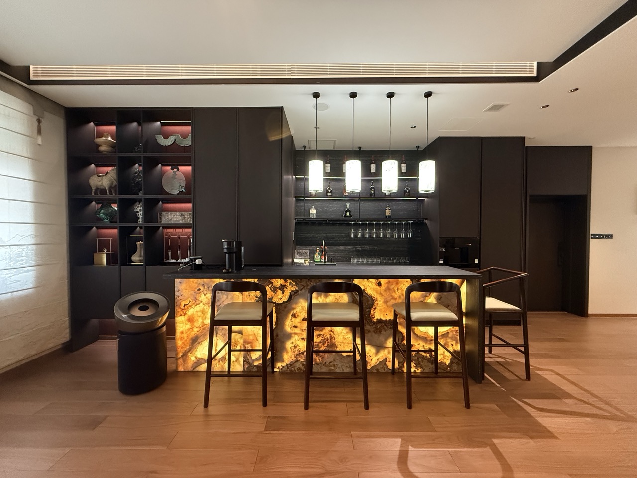 Emerald Garden office integrated hospitality counter and display storage