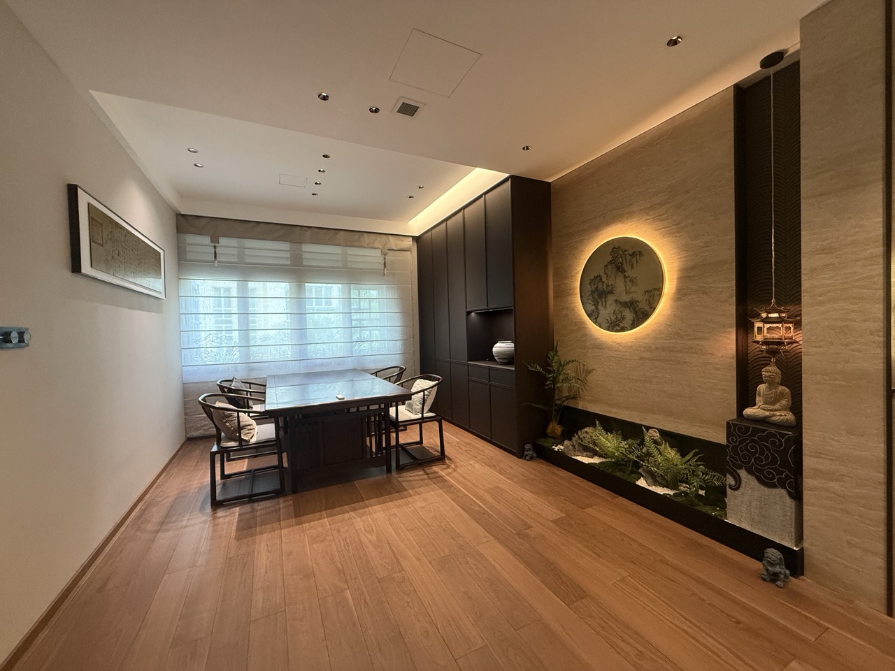 Emerald Garden office boardroom-style meeting area with fitted cabinetry