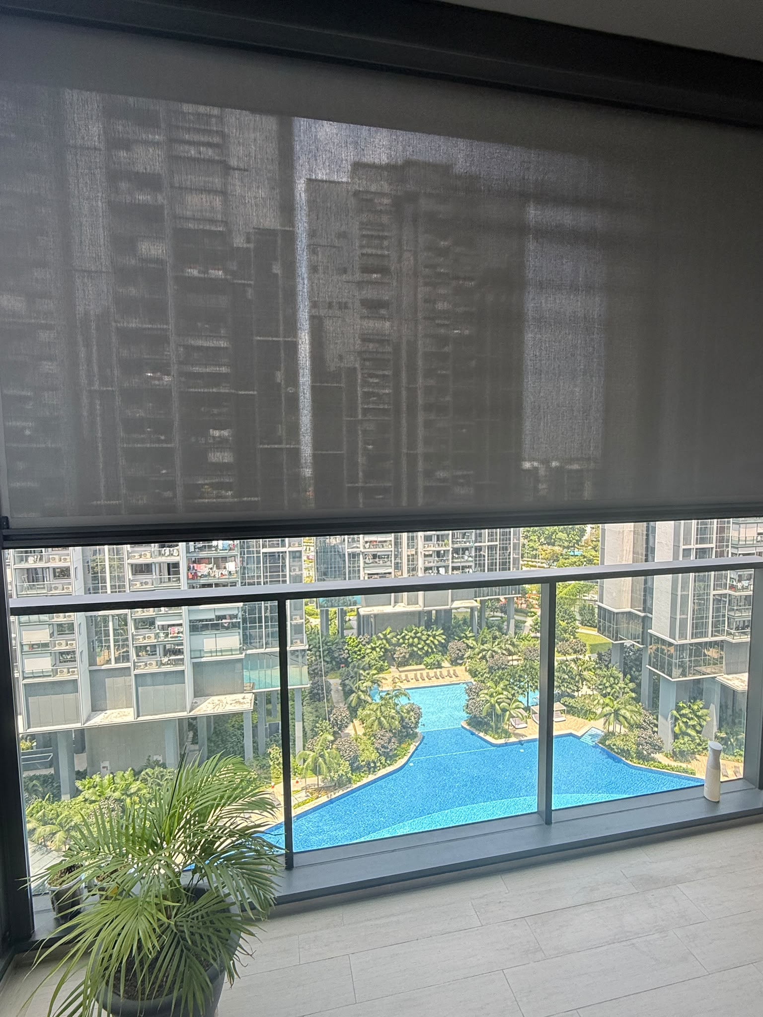 Balcony overlooking the swimming pool at Parc Clematis