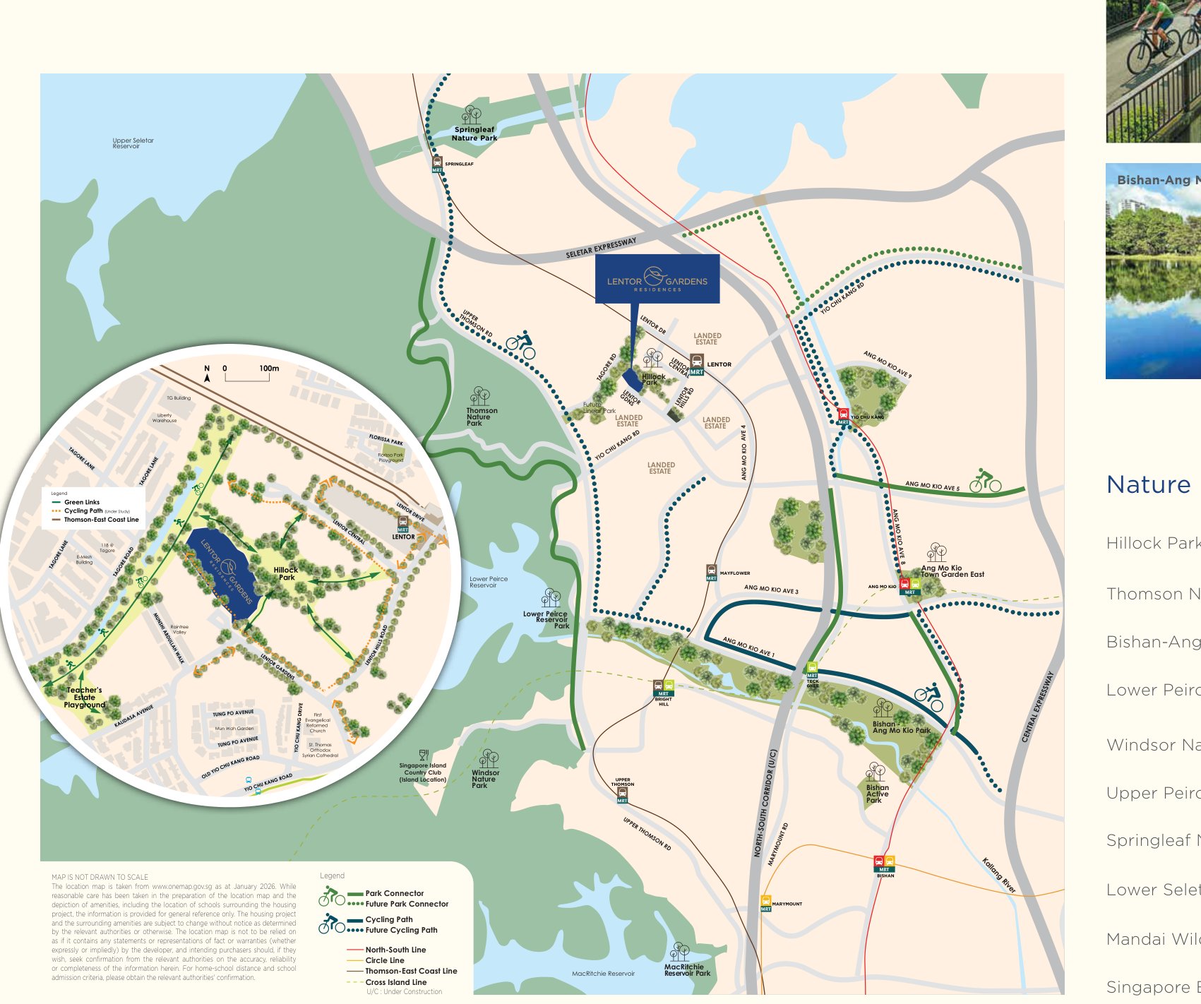 Developer location map showing Lentor and green spaces