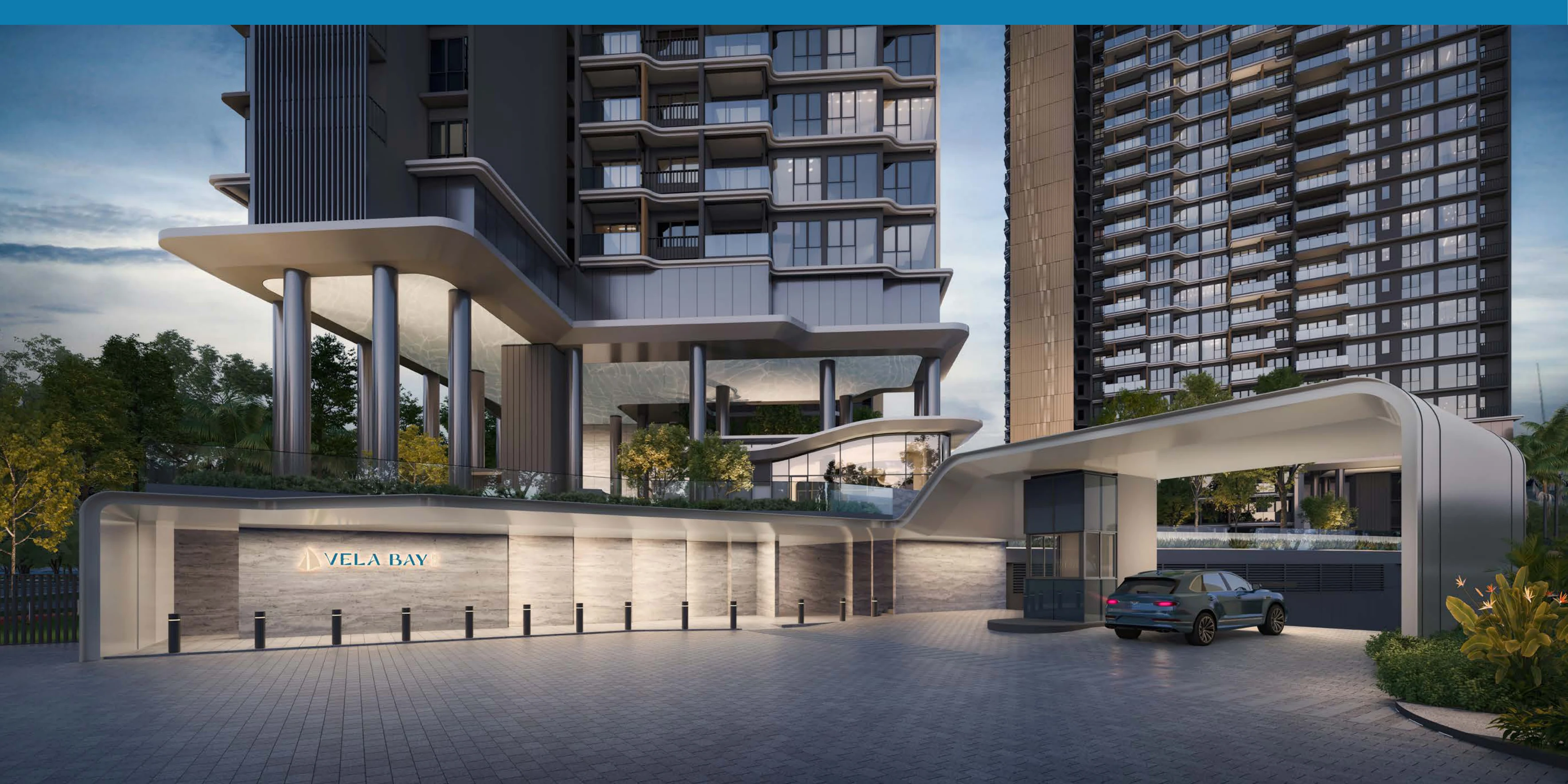 Artist’s impression of the arrival experience at Vela Bay